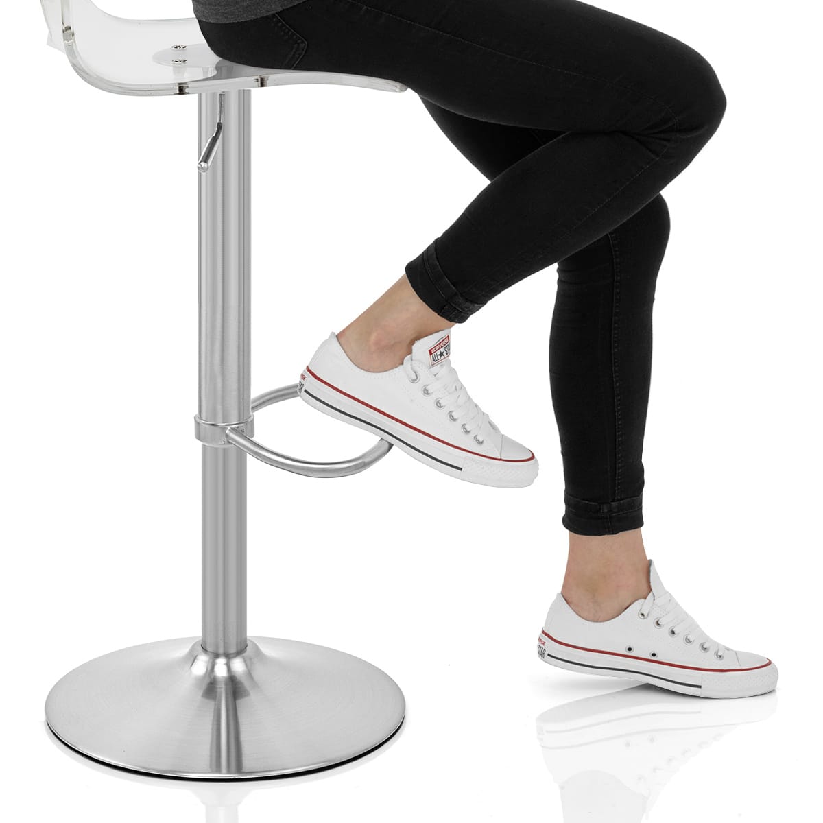 Stardust Brushed Steel Stool Clear Frame Image