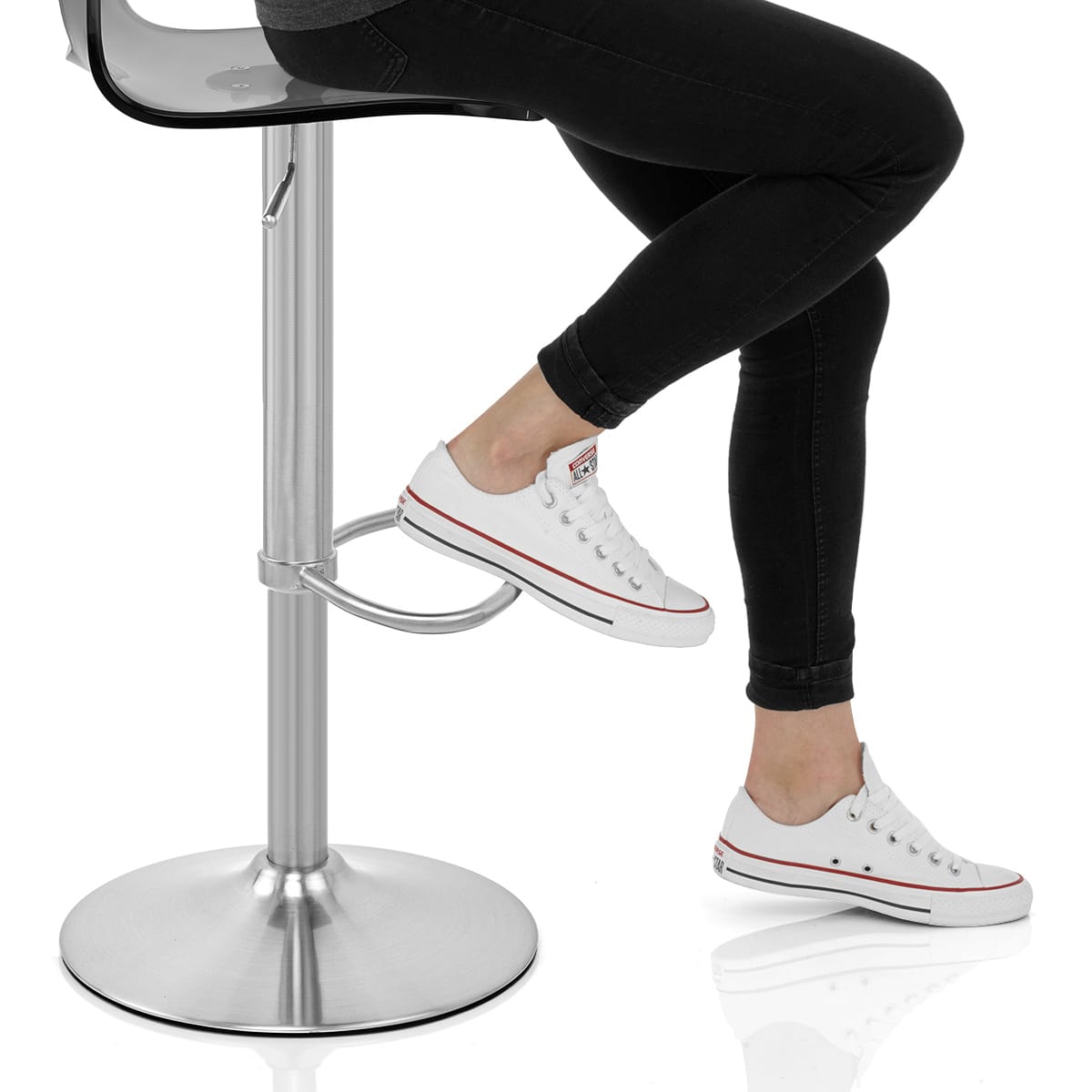 Stardust Brushed Steel Stool Smoked Frame Image