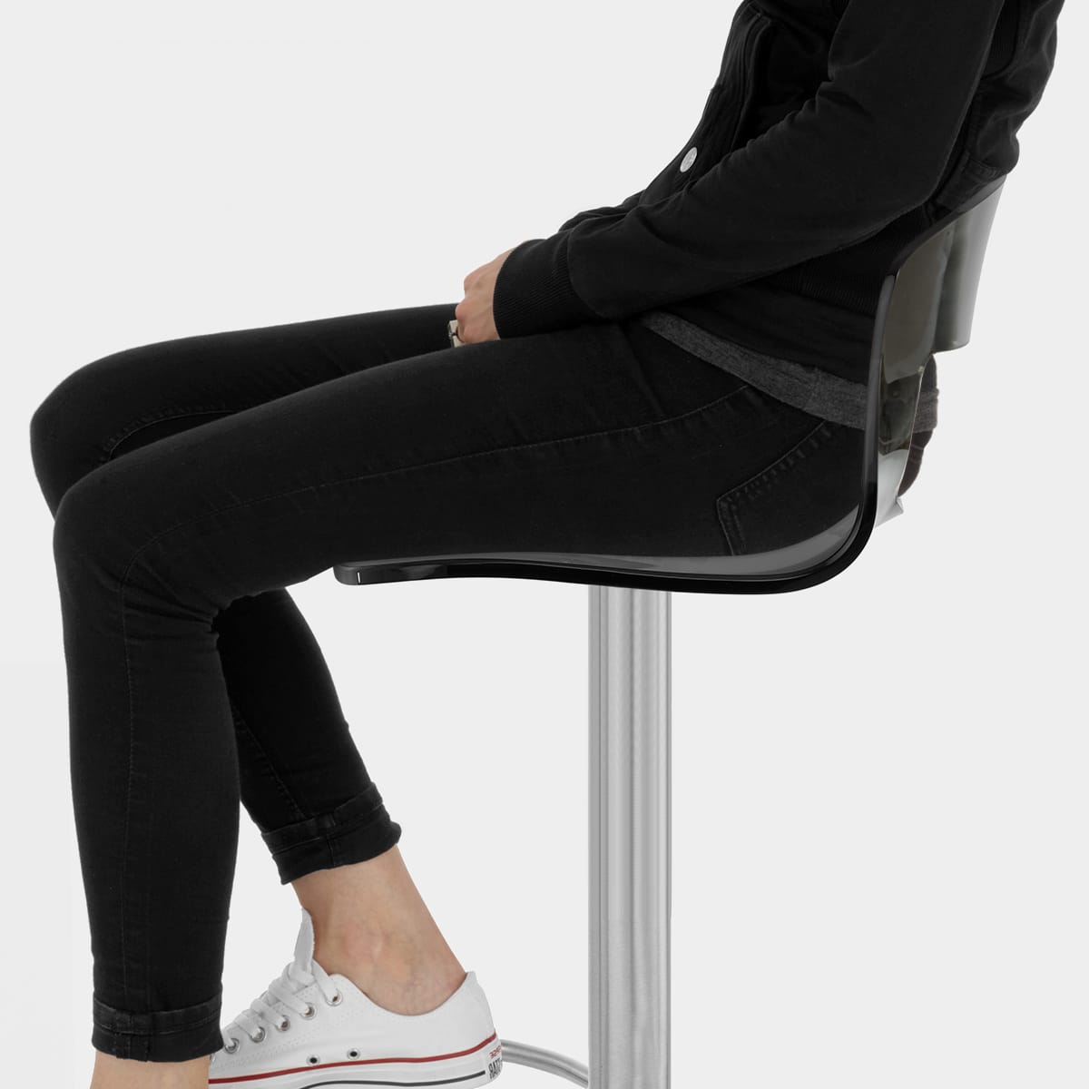 Stardust Brushed Steel Stool Smoked Seat Image