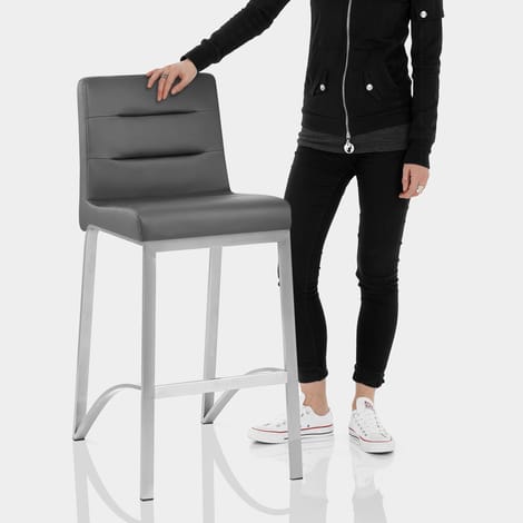 Stella Brushed Steel Stool Grey Features Image