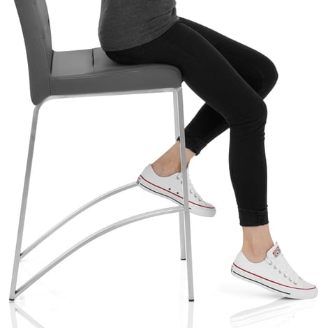 Stella Brushed Steel Stool Grey Frame Image