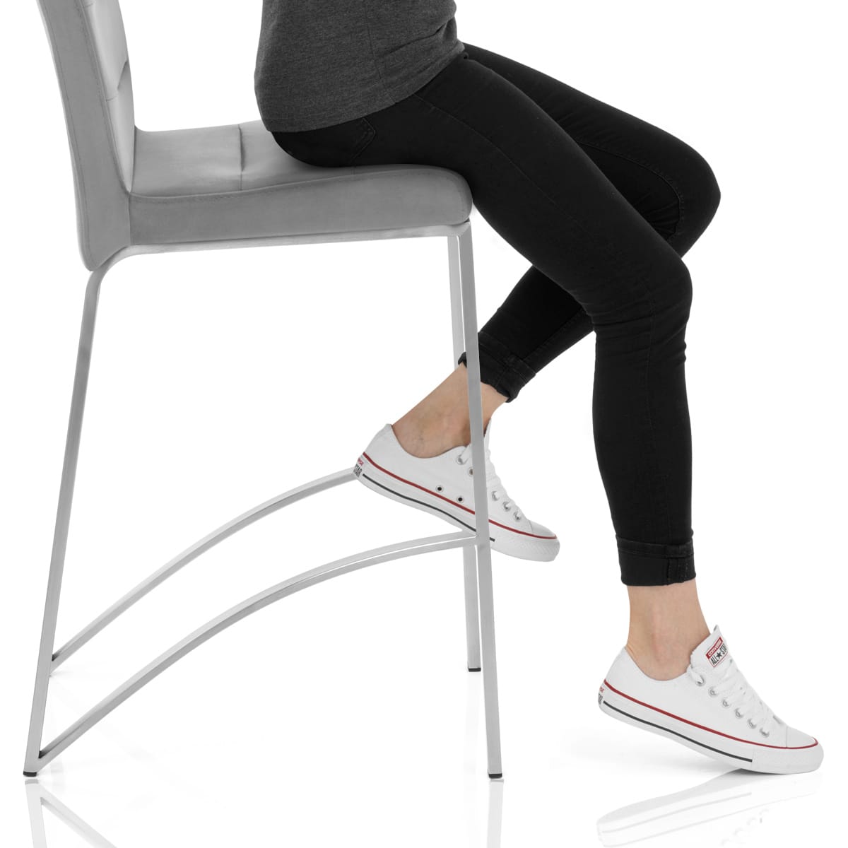 Stella Brushed Stool Grey Velvet Frame Image