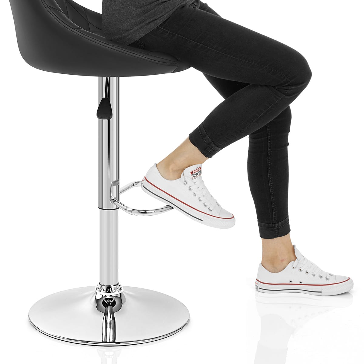 Stitch Bar Stool Black Frame Image