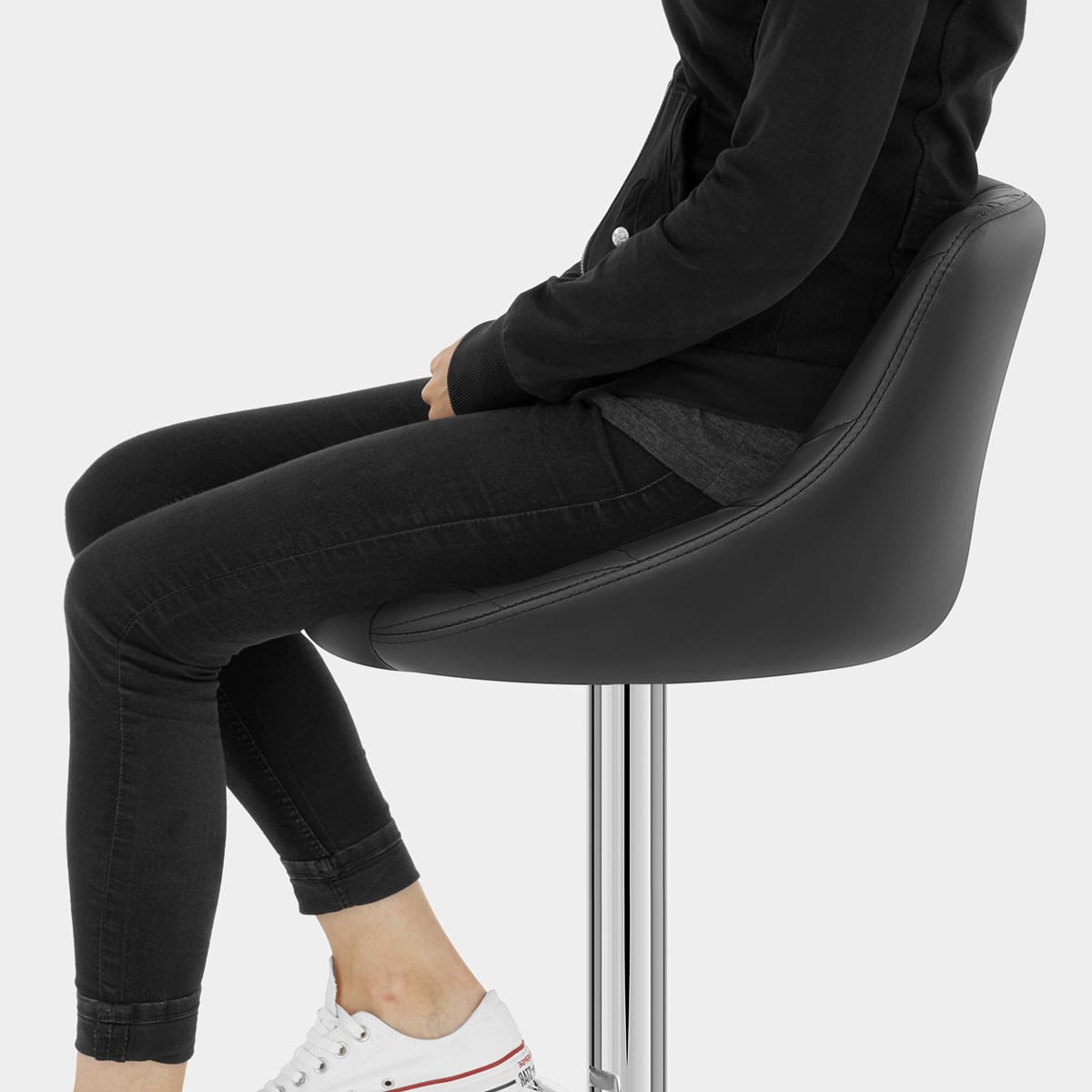 Stitch Bar Stool Black Seat Image
