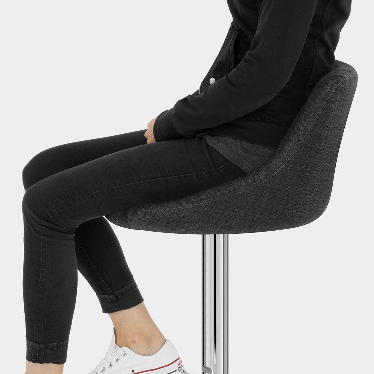 Stitch Bar Stool Charcoal Fabric Seat Image