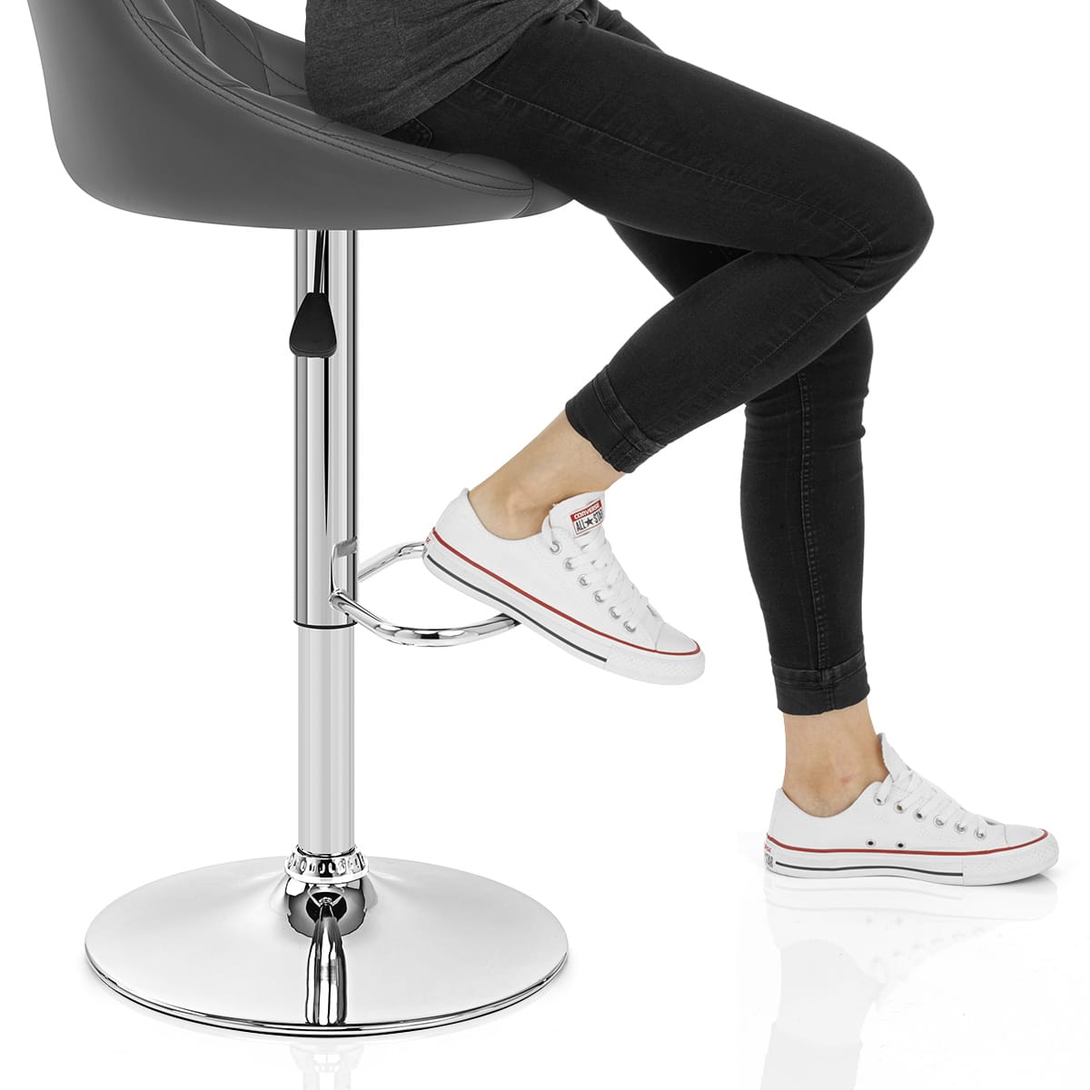 Stitch Bar Stool Grey Frame Image