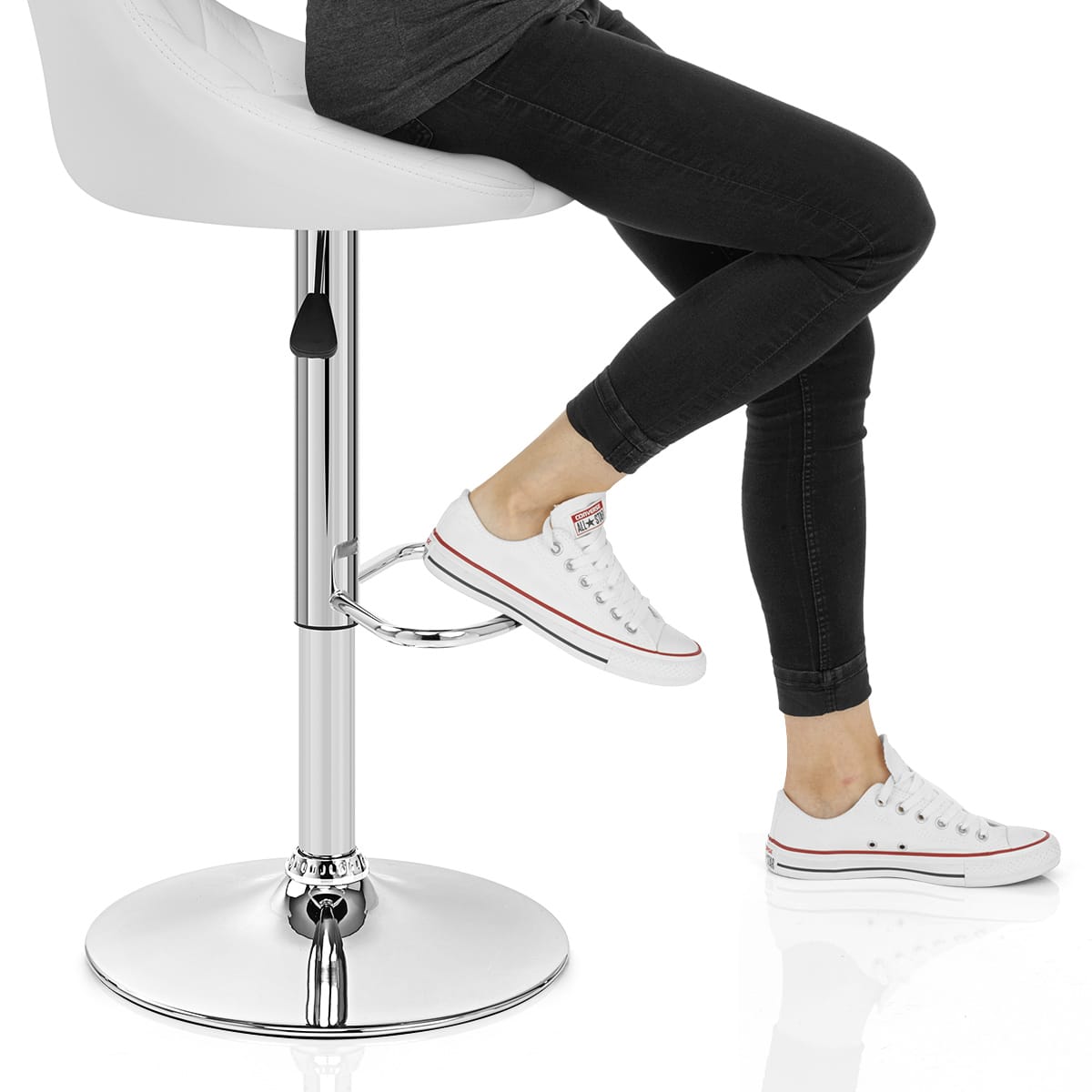 Stitch Bar Stool White Frame Image