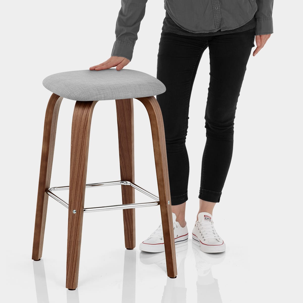 Stockholm Bar Stool Grey Features Image