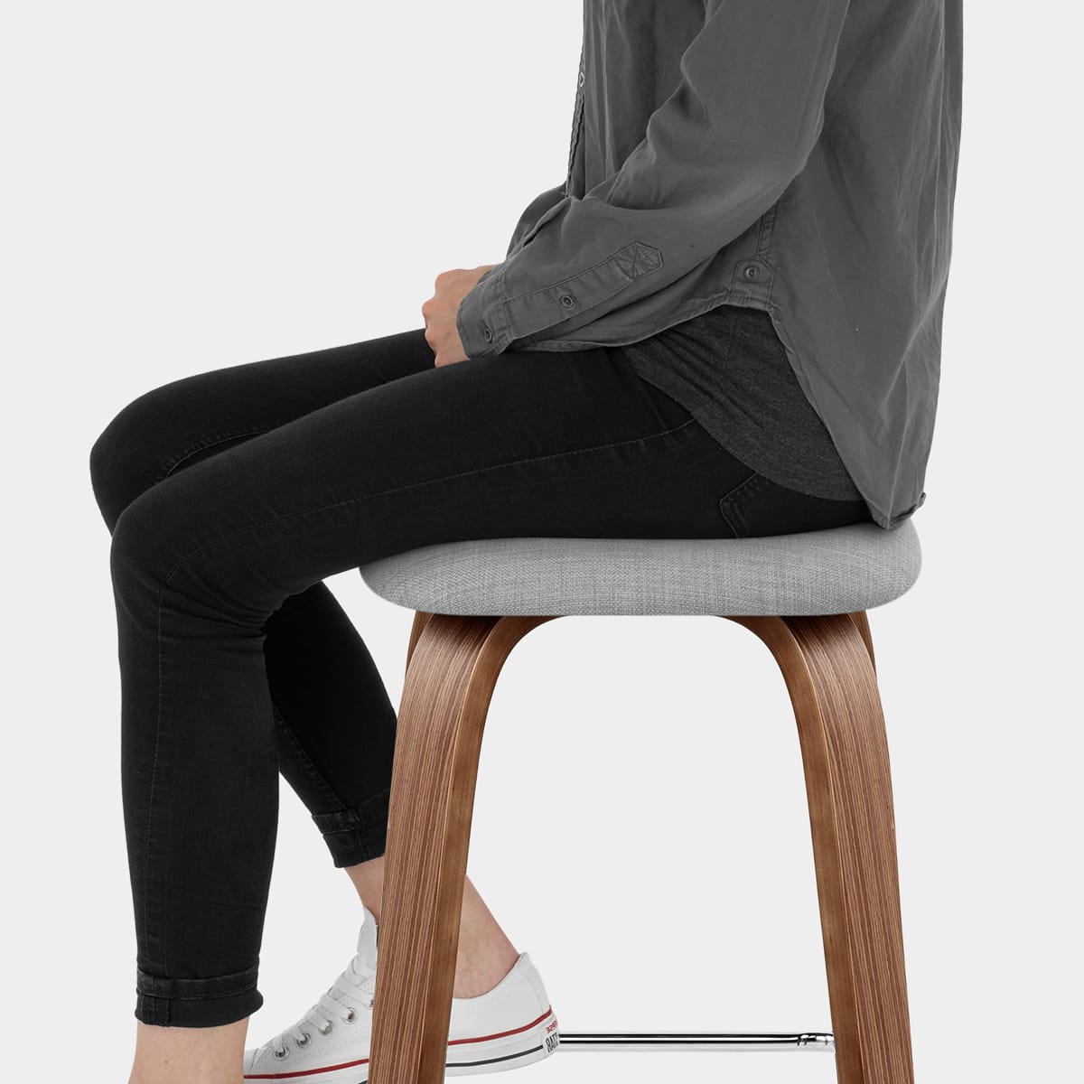 Stockholm Bar Stool Grey Seat Image