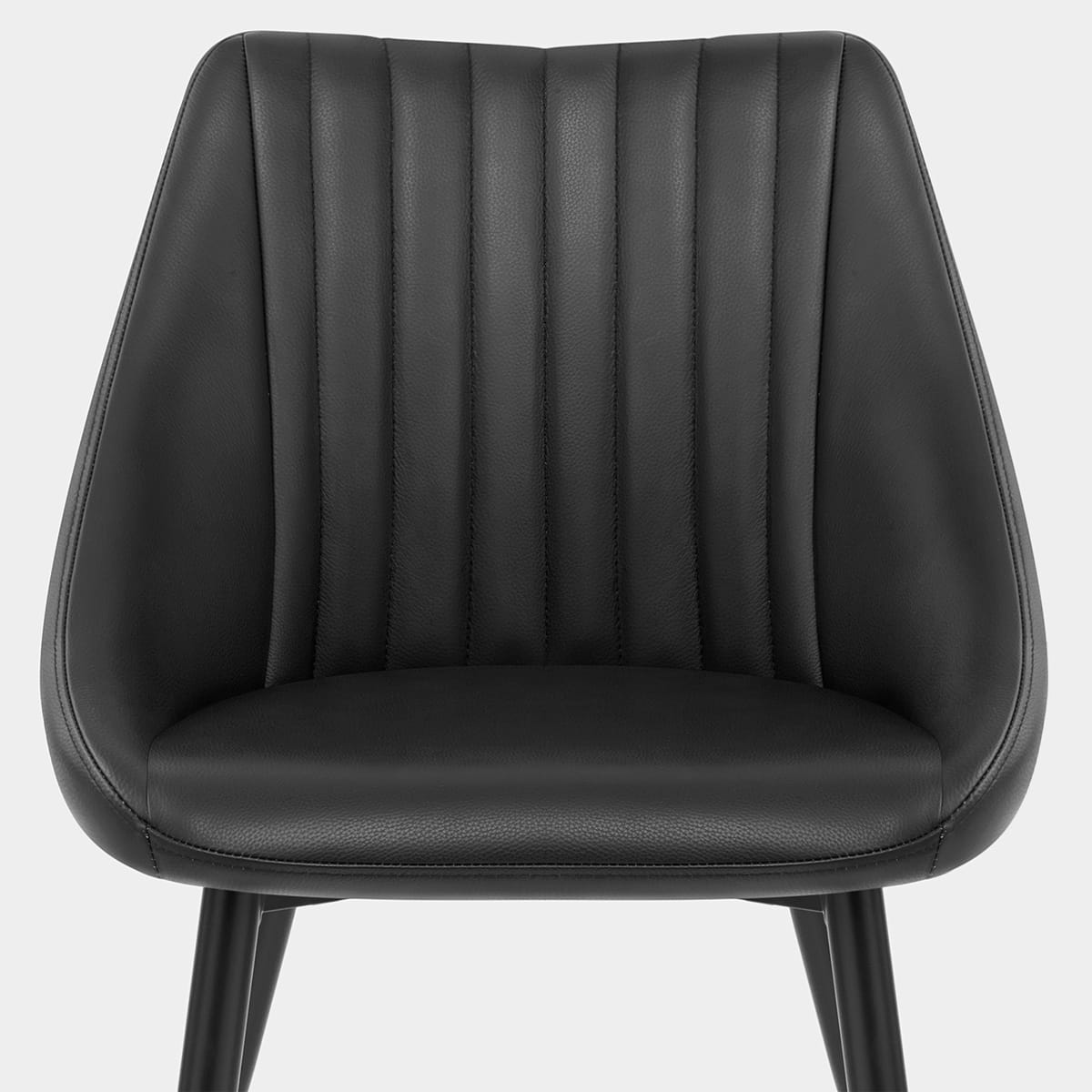 Strata Dining Chair Black Real Leather Seat Image