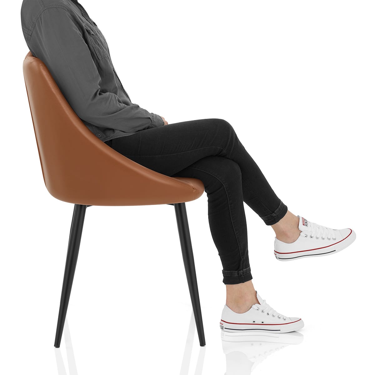 Strata Dining Chair Brown Real Leather Frame Image