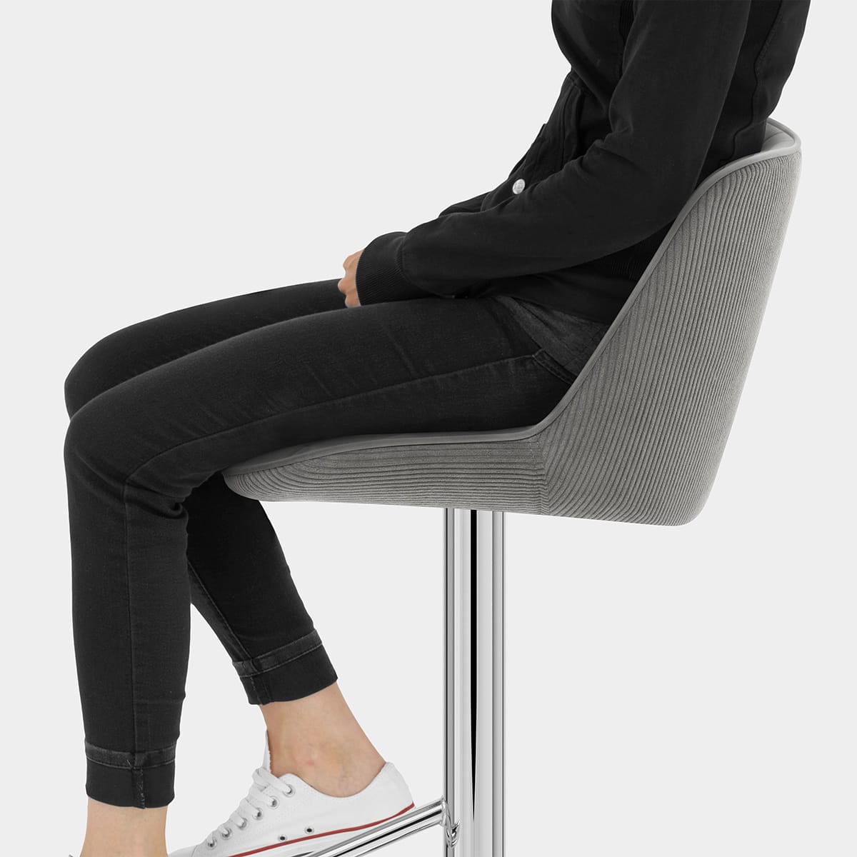 Summer Bar Stool Grey Velvet Seat Image