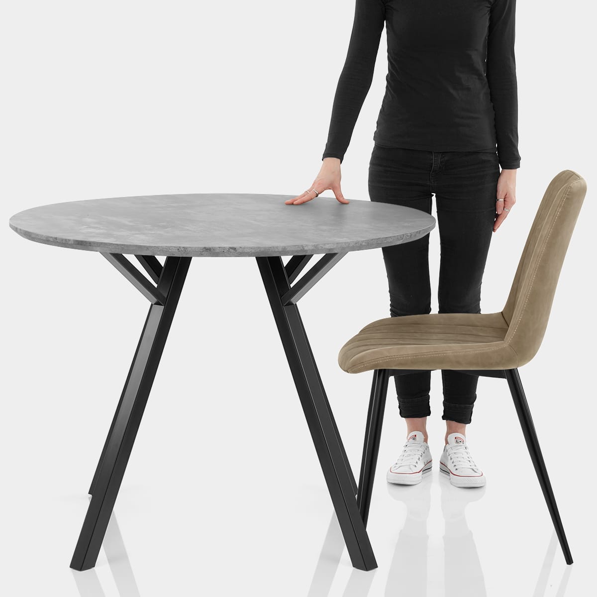 Sussex Dining Set Concrete & Brown Features Image