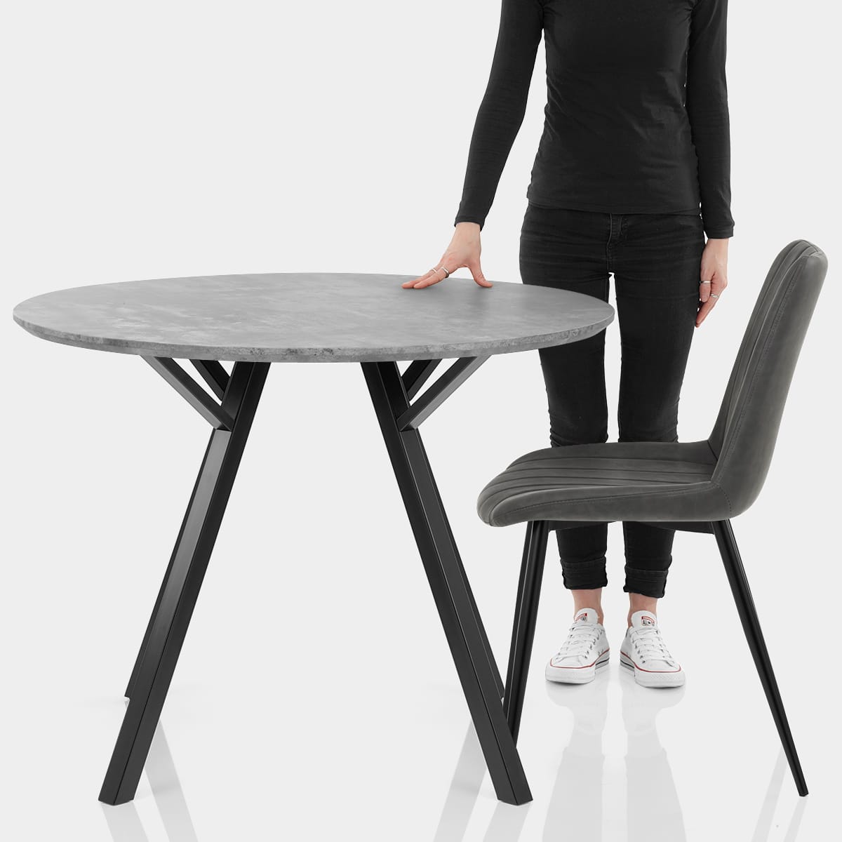 Sussex Dining Set Concrete & Charcoal Features Image