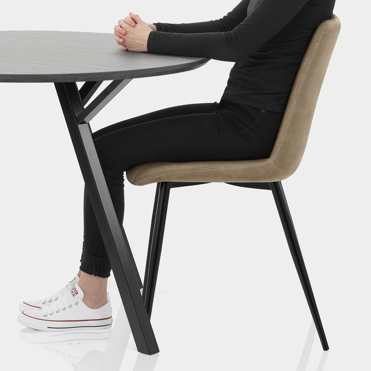 Sussex Dining Set Grey Wood & Brown Seat Image