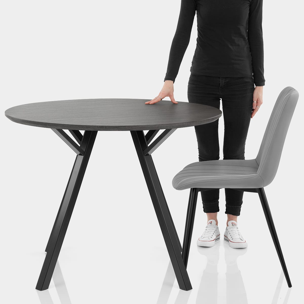 Sussex Dining Set Grey Wood & Mid Grey Features Image