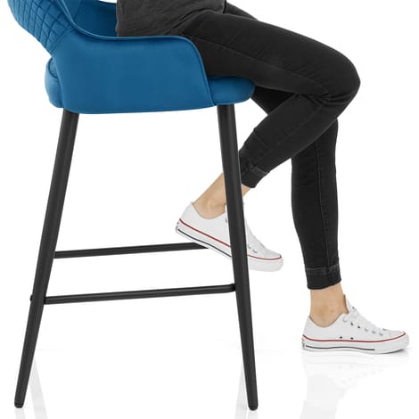 Sutton Bar Stool Blue Velvet Frame Image