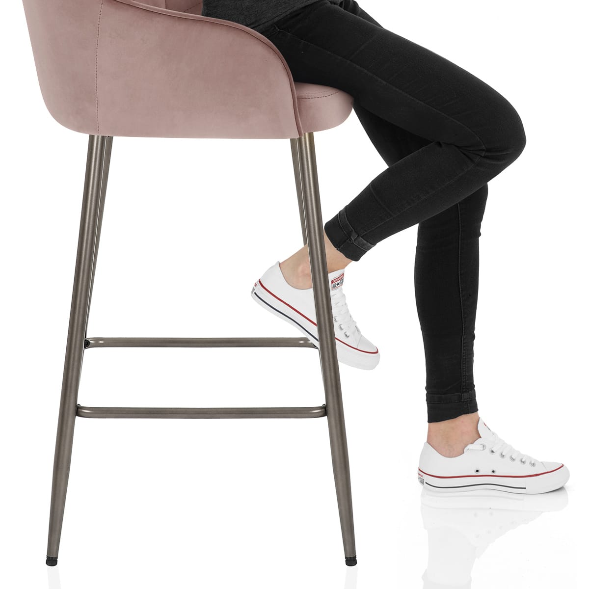 Sydney Bar Stool Pink Velvet Frame Image