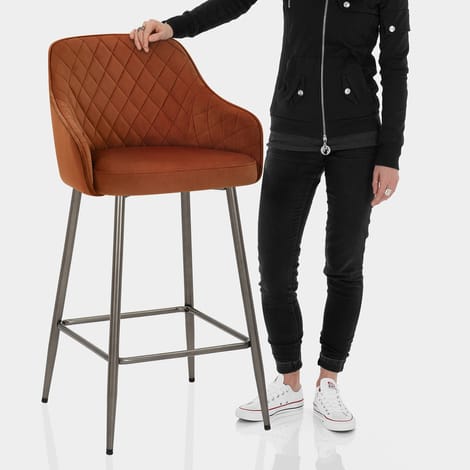 Sydney Bar Stool Rust Velvet Features Image