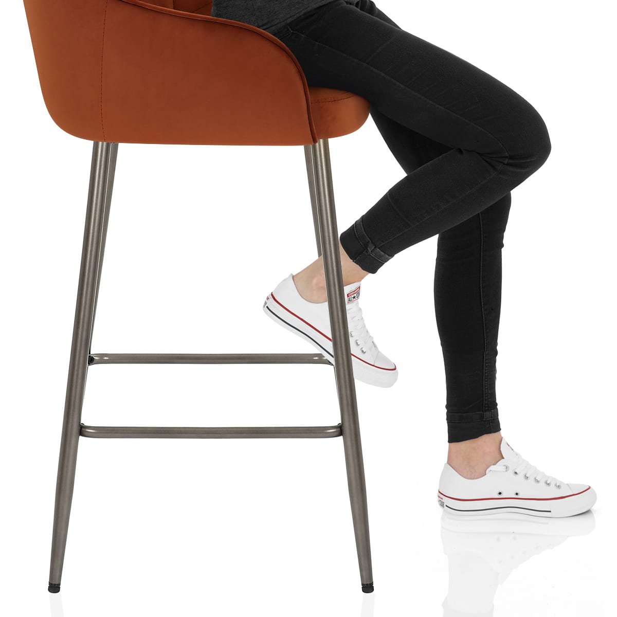 Sydney Bar Stool Rust Velvet Frame Image