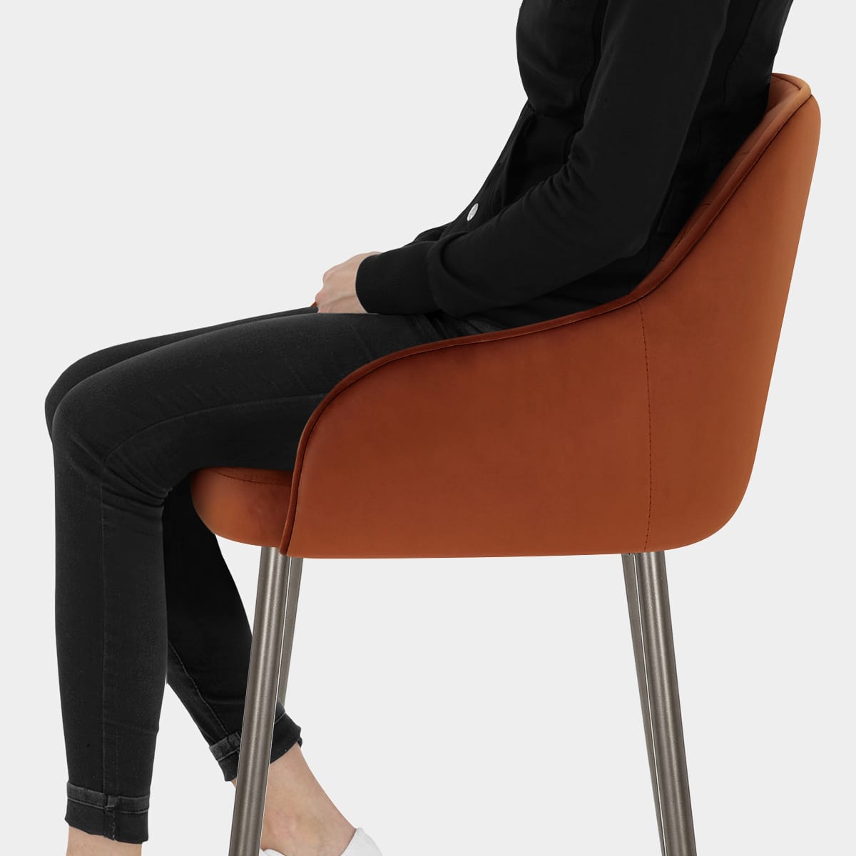 Sydney Bar Stool Rust Velvet Seat Image
