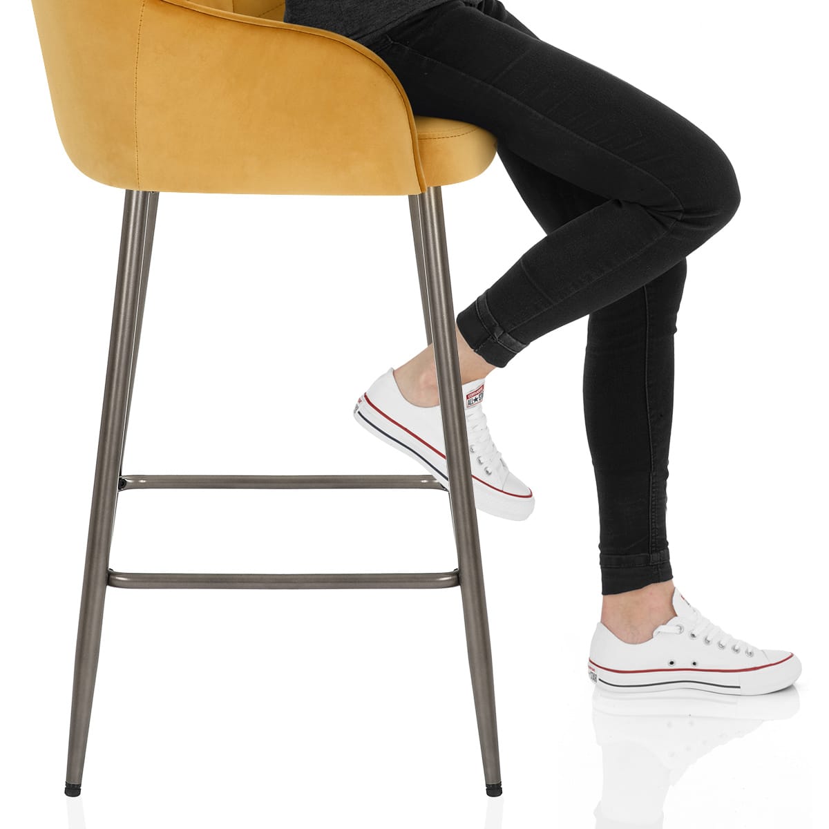 Sydney Bar Stool Yellow Velvet Frame Image
