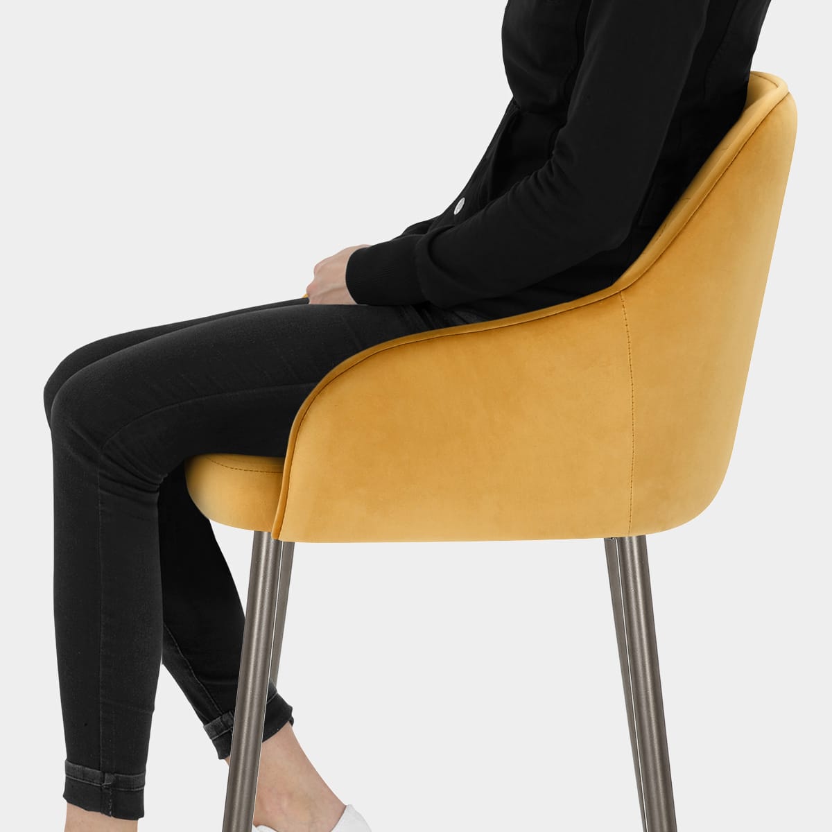 Sydney Bar Stool Yellow Velvet Seat Image