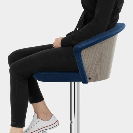 Symphony Bar Stool Blue Velvet Seat Image