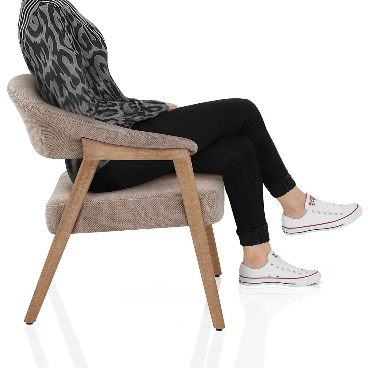 Taylor Oak Chair Brown Fabric Frame Image