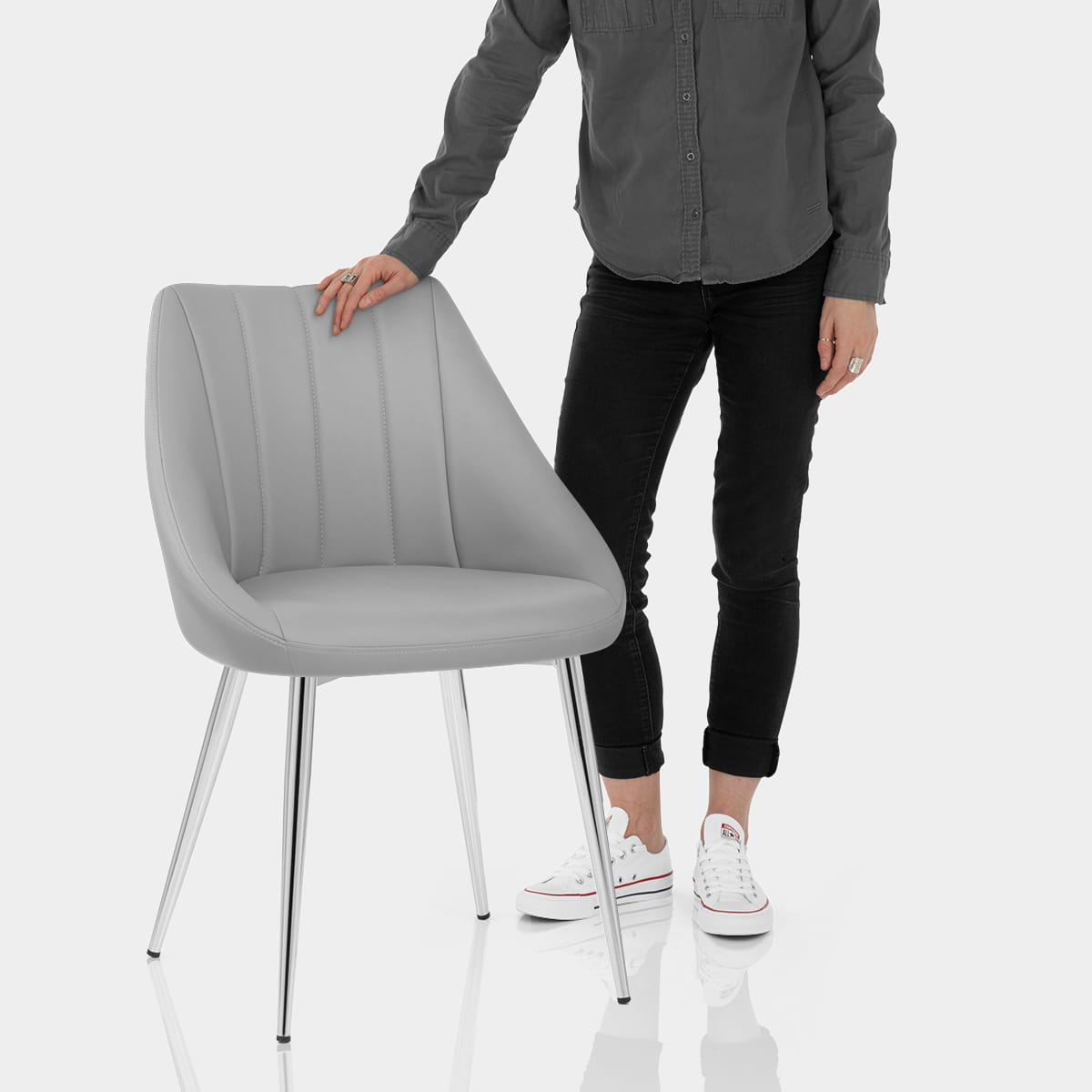 Tempo Dining Chair Light Grey Features Image