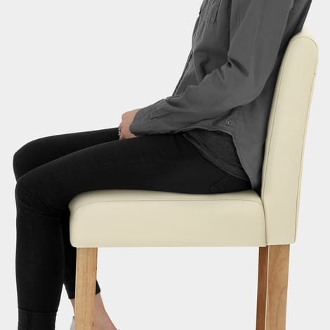 Tetbury Oak Bar Stool Cream Leather Seat Image