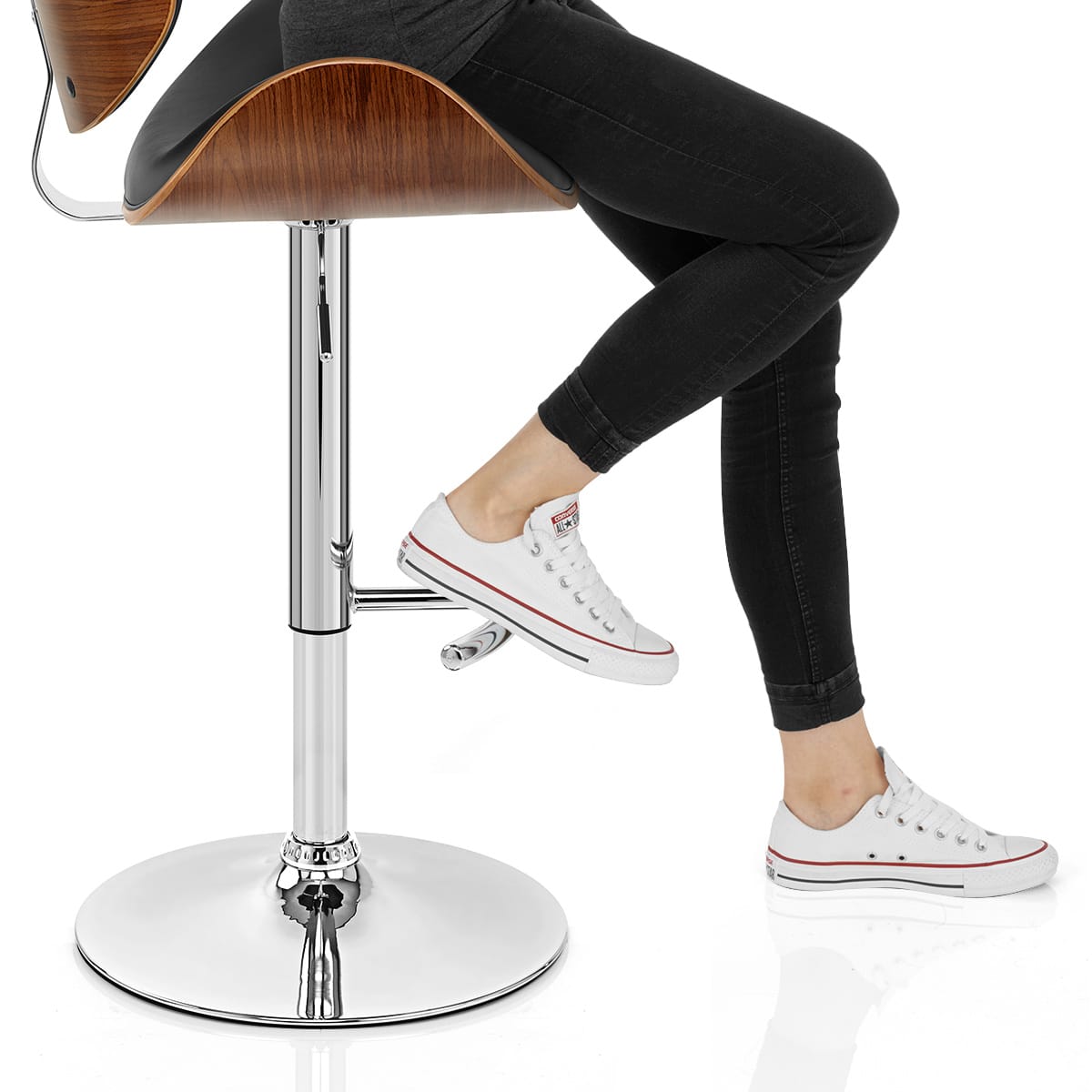 Theo Walnut Bar Stool Black Frame Image