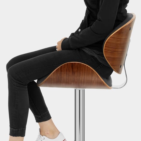 Theo Walnut Bar Stool Black Seat Image