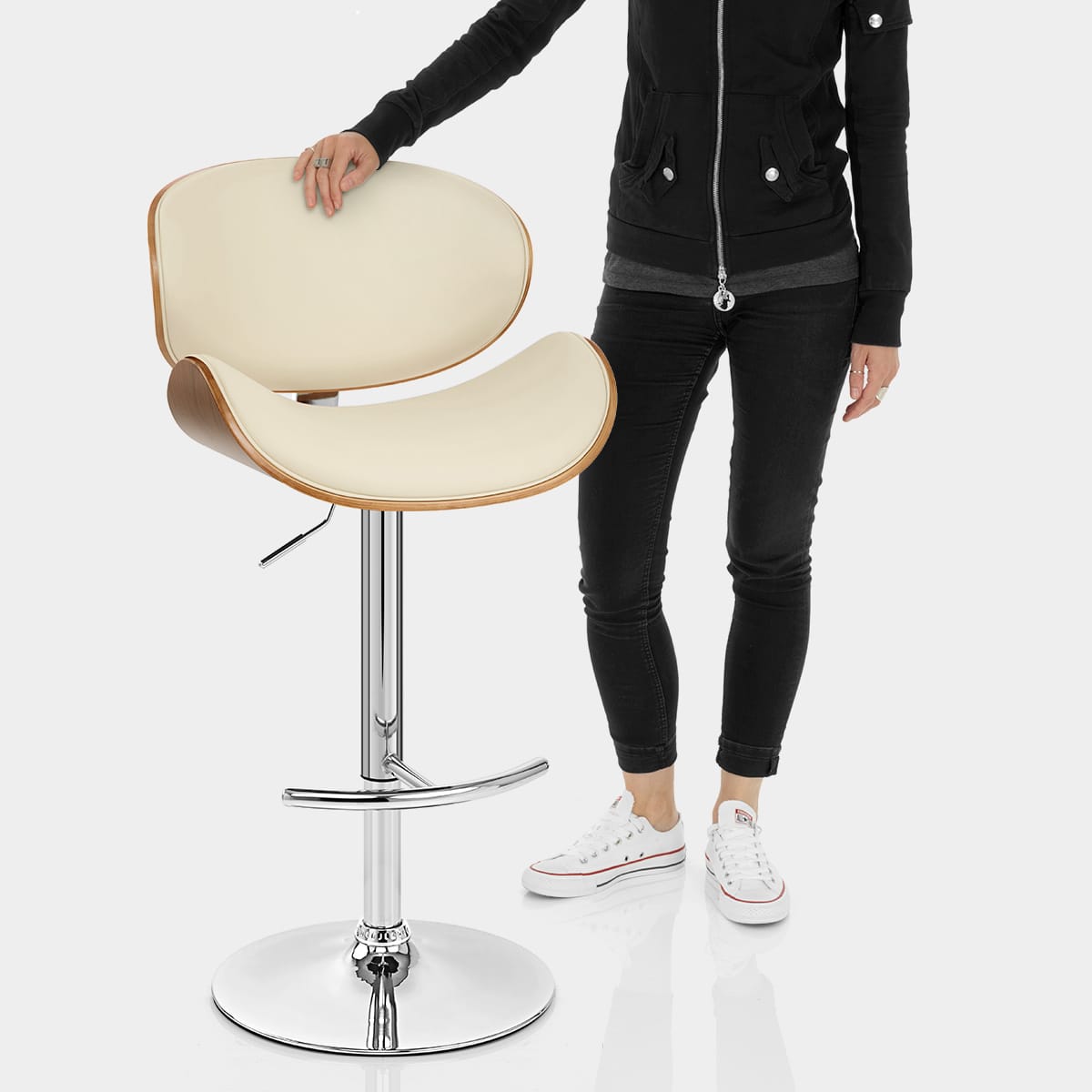 Theo Walnut Bar Stool Cream Features Image