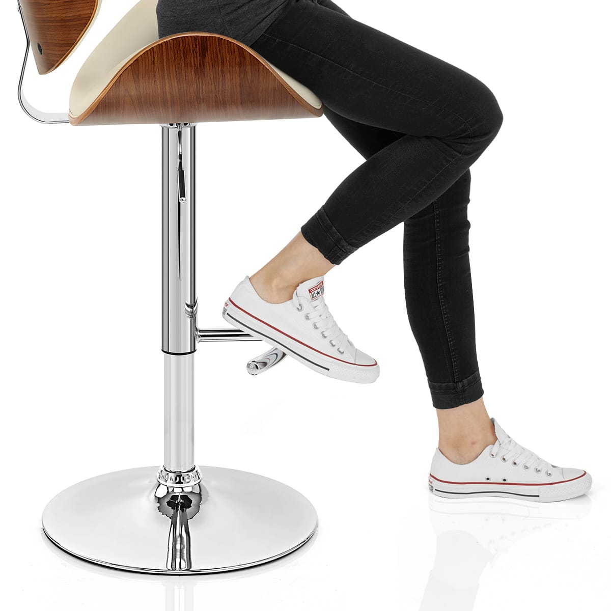 Theo Walnut Bar Stool Cream Frame Image