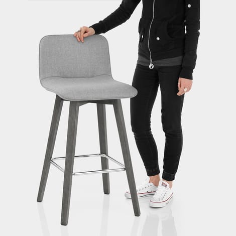 Tide Grey Wood Stool Grey Fabric Features Image