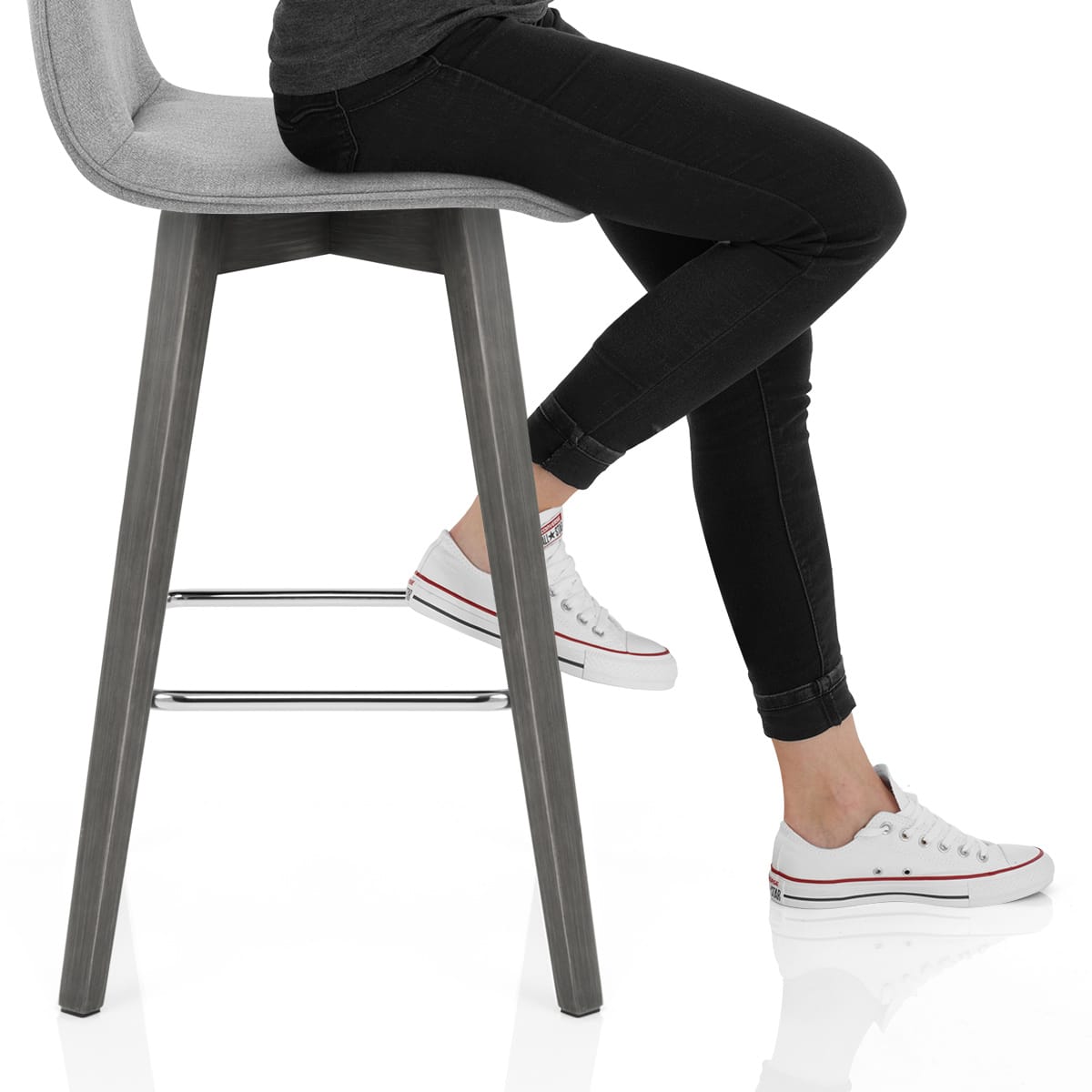 Tide Grey Wood Stool Grey Fabric Frame Image