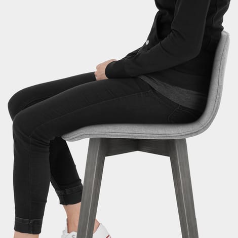 Tide Grey Wood Stool Grey Fabric Seat Image