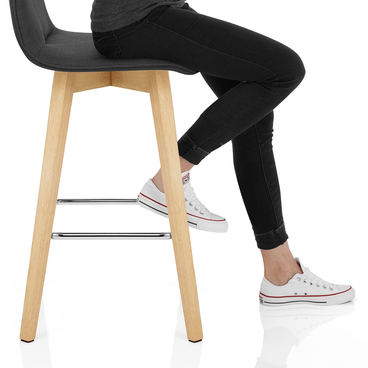 Tide Wooden Stool Black Fabric Frame Image