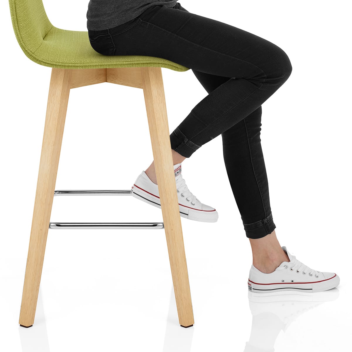 Tide Wooden Stool Green Fabric Frame Image