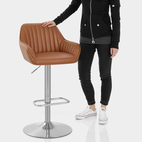 Tokyo Real Leather Brushed Stool Brown Features Image