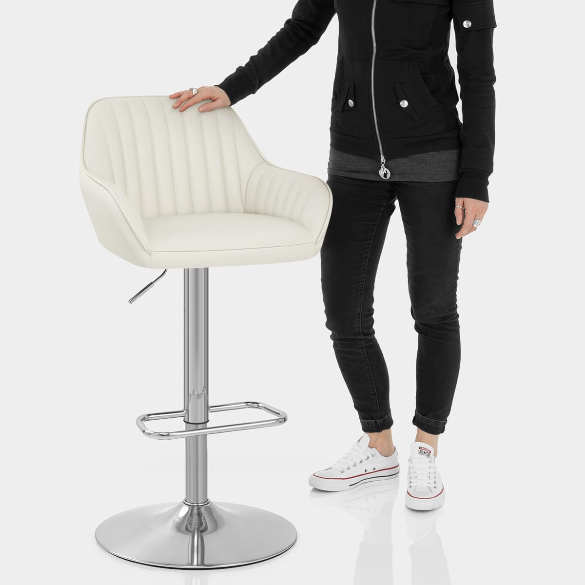 Tokyo Real Leather Brushed Stool Cream Features Image