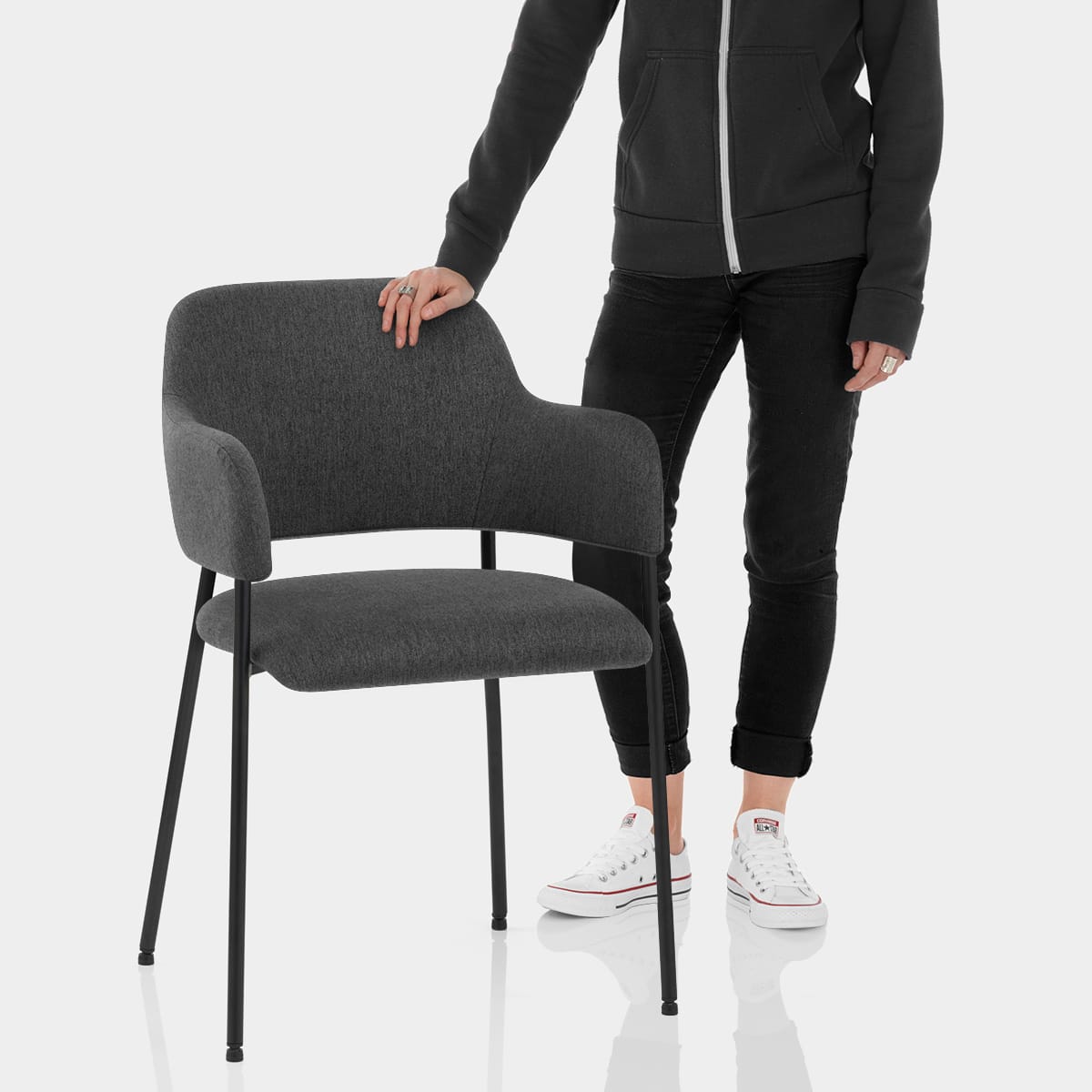 Trent Dining Chair Charcoal Fabric Features Image