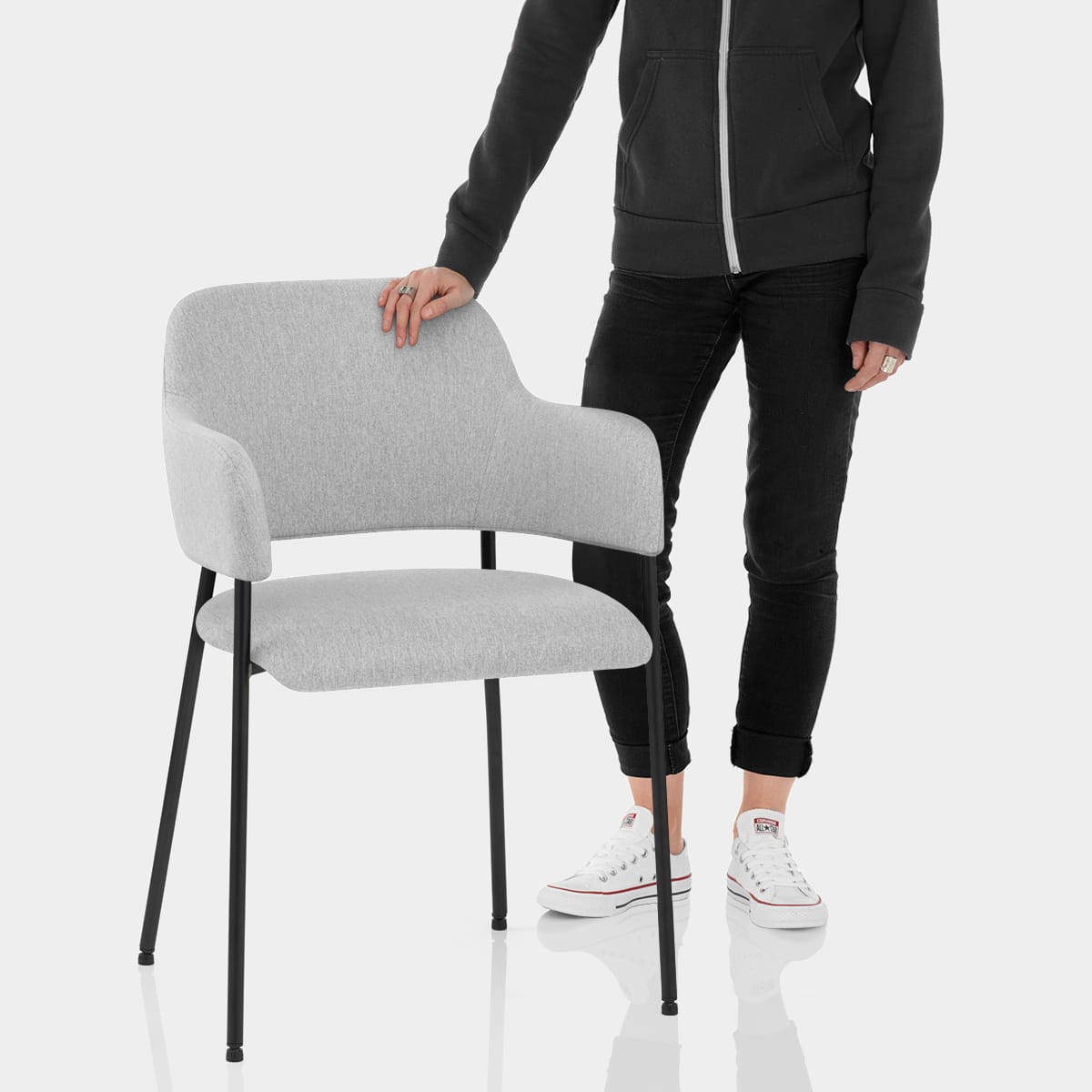 Trent Dining Chair Light Grey Fabric Features Image