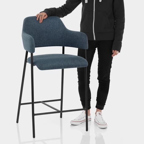 Trent Bar Stool Blue Fabric Features Image