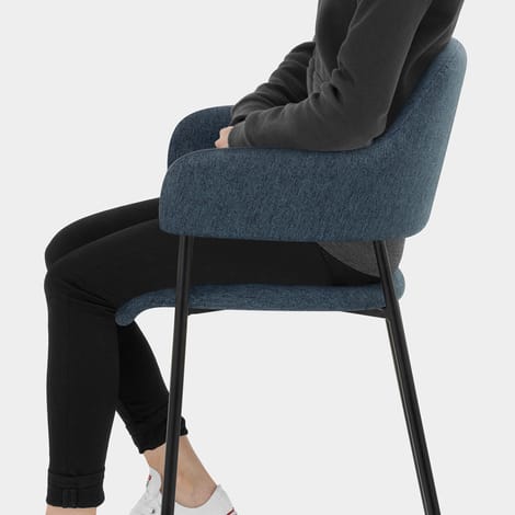 Trent Bar Stool Blue Fabric Seat Image