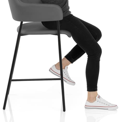 Trent Bar Stool Grey Leather Frame Image