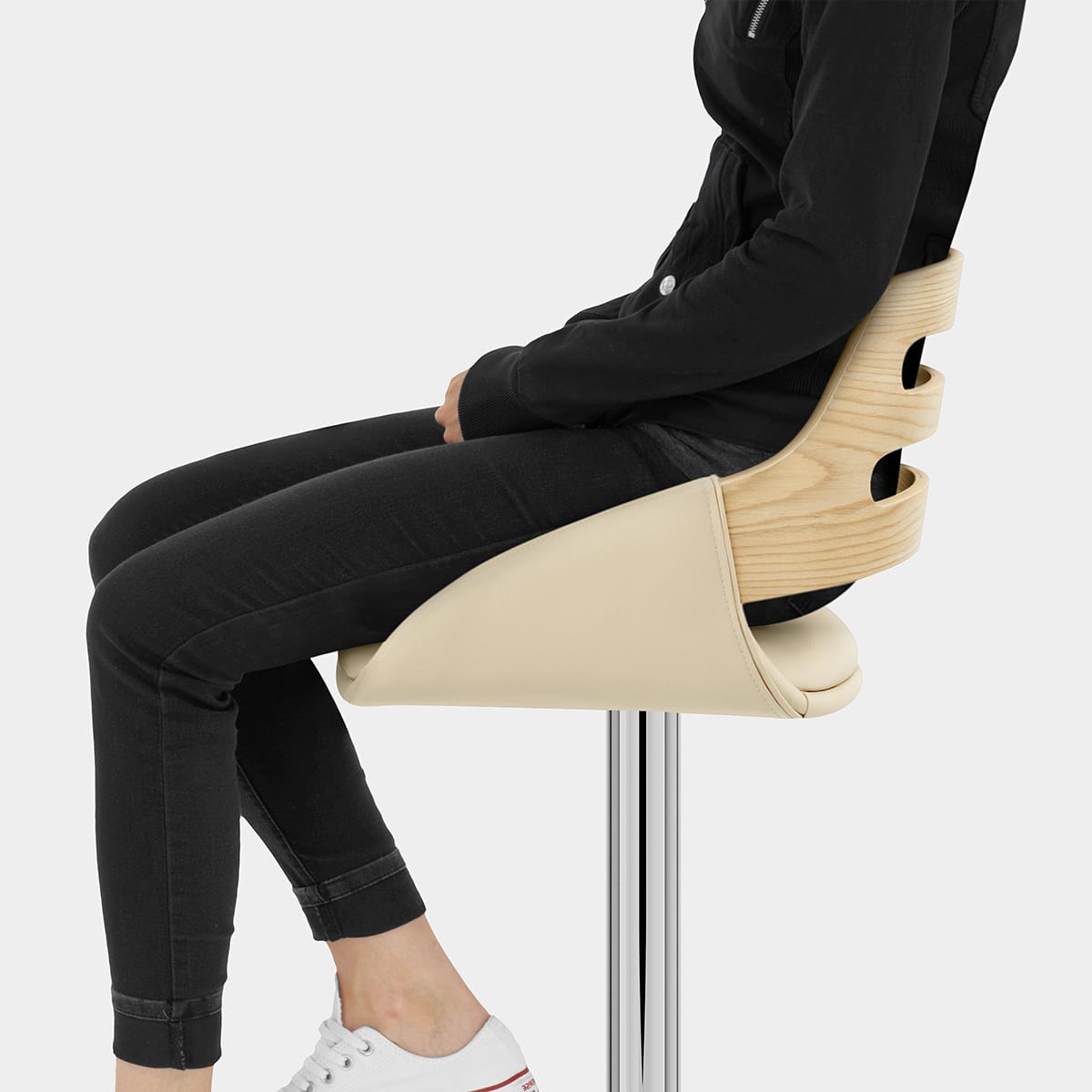 Trio Stool Oak & Cream Seat Image