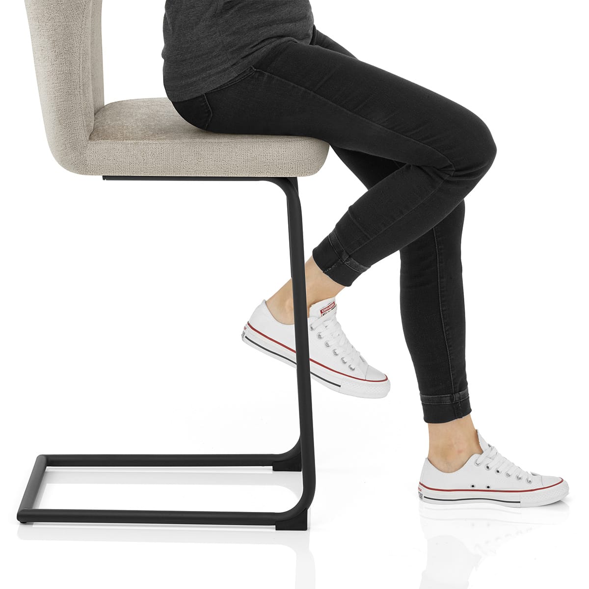 Troy Bar Stool Beige Fabric Frame Image