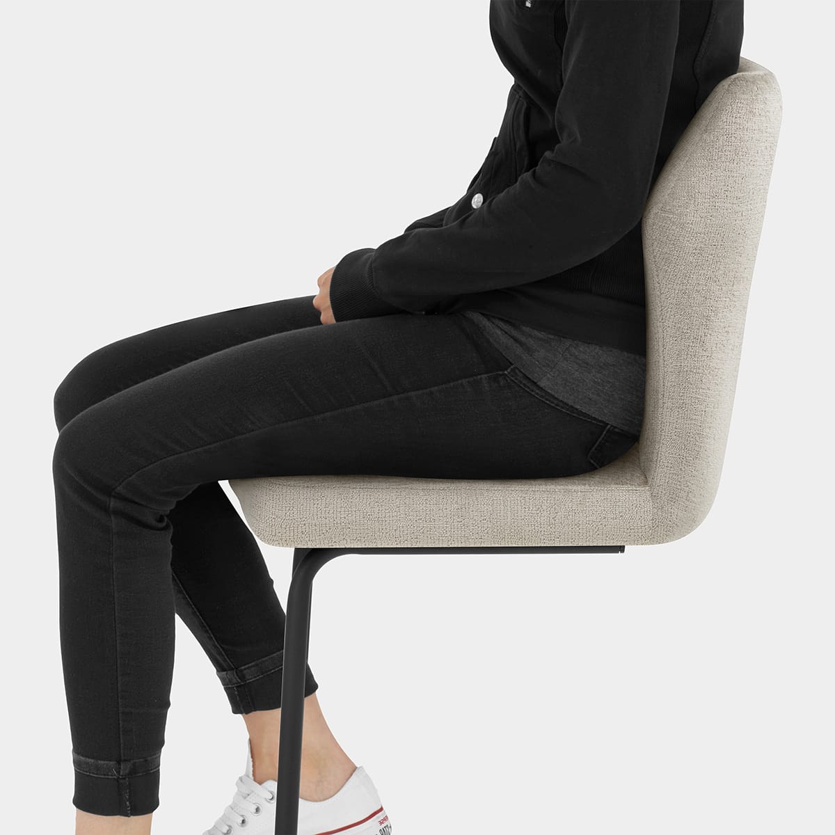 Troy Bar Stool Beige Fabric Seat Image